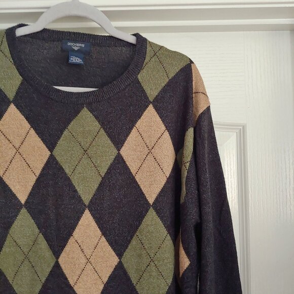 Dockers Argyle Soft Old Money Country Club Grandpa Core Pullover Sweater LT - Picture 4 of 7